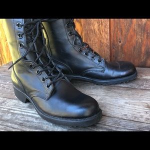 Retro Black Leather Vietnam Combat Boots